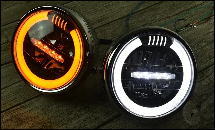 6,8 дюймов Ретро головной светильник для мотоцикла универсальный Кафе Racer модифицированный передний головной светильник светодиодный Поворотный Светильник Farol Moto