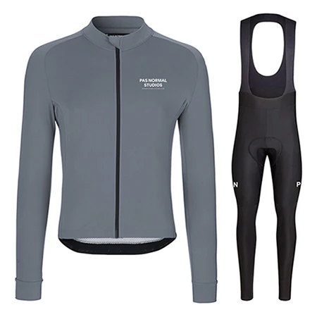 Ropa ciclismo invierno hombre termica зимняя одежда для велоспорта серая мужская одежда для велоспорта Теплая Флисовая одежда с длинным рукавом - Цвет: Set