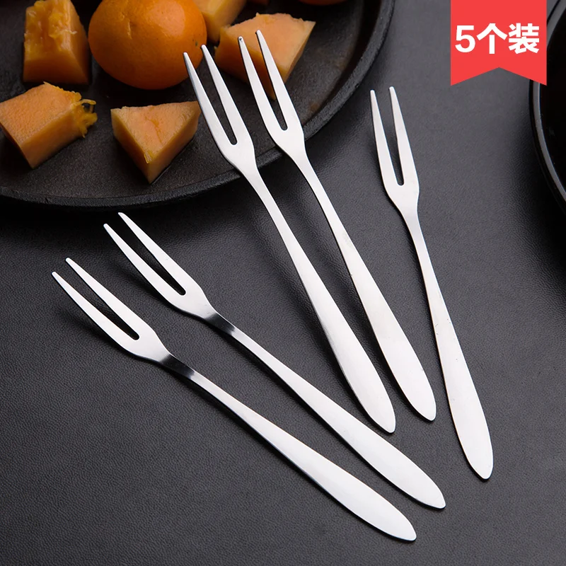 Stainless steel fork children fruit signing 5 small forks for creative
