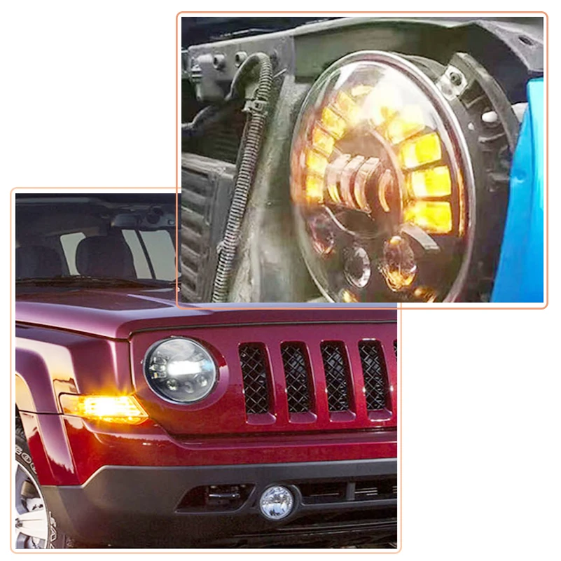 7 дюймов светодиодный фары с DRL поворотными сигналами для Jeep Wrangler JK CJ TJ LJ Hummer H1 H2 Dodge Toyota FJ Cruiser 07-14