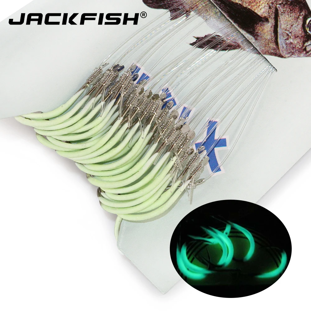 JACKFISH 12-18# 30pcs/Sets Luminous Fishing Hook with line Barbed Hooks fishing Tackle Accessories Steel fishing Hooks Pesca JACKFISH 12-18# 30pcs/Sets Luminous Fishing Hook with line Barbed Hooks fishing Tackle Accessories Steel fishing Hooks Pesca