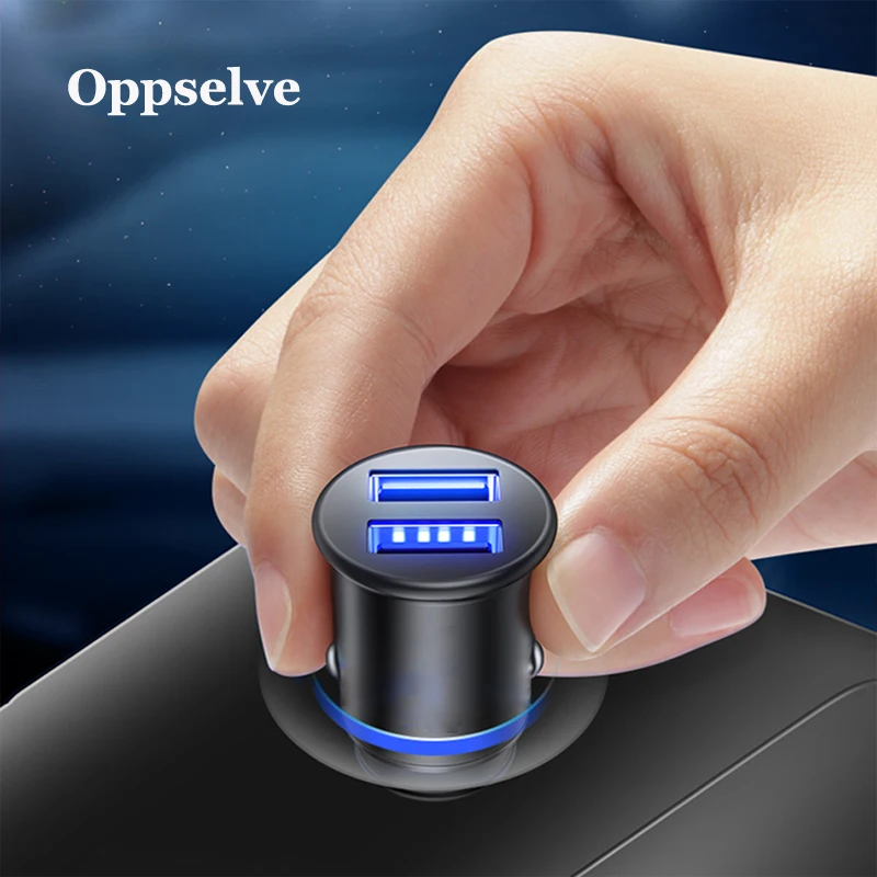 

Oppselve Mini USB Car Charger For iPhone Samsung Tablet 3.1A Fast Charger Car-Charger Dual USB Car Phone Charger Adapter in Car