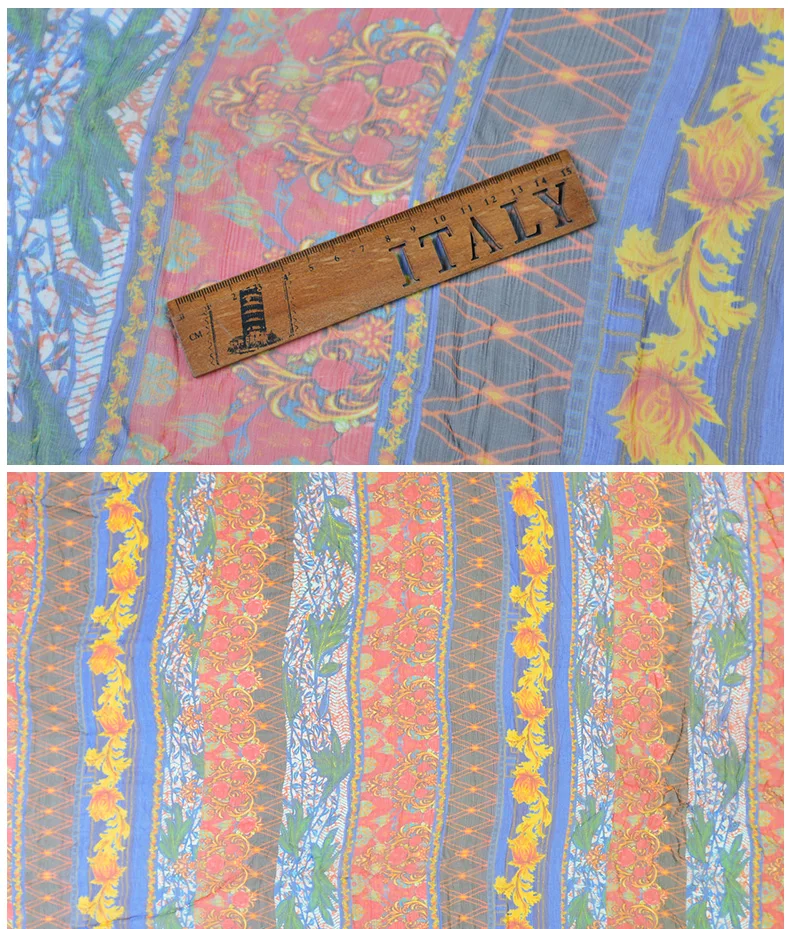 Цветочный лоскутный шелк жатый шифон Ткань натуральный чистый шелк креп материал Этническая 100 см* 135 см