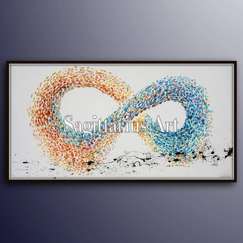 

Abstract Painting Infinity Symbol Hand-painted Abstract Oil Painting On Canvas With Thick Oil Paint Room Decor