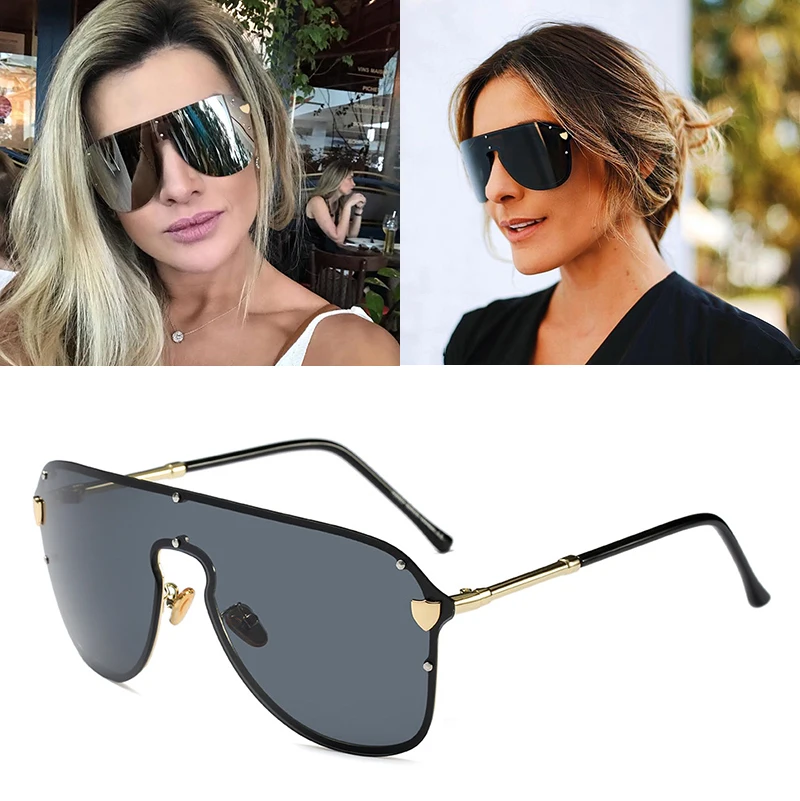 

JackJad 2018 Fashion Women Shield Style Aviation Sunglasses Brand Design Cool Metal Rivets Frame Sun Glasses Oculos De Sol 97521