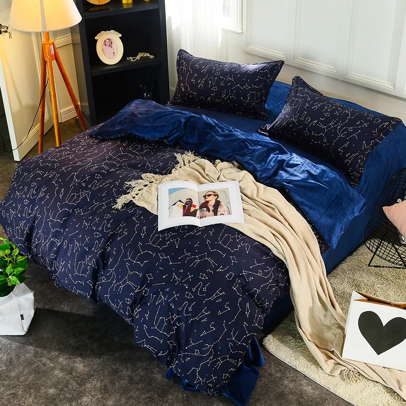 

2017 Cartoon Fleece fabric Luxury Bedding Set Bear embroidery Bed Set King Queen Twin Bed Linens Duvet Cover Bed Sheet