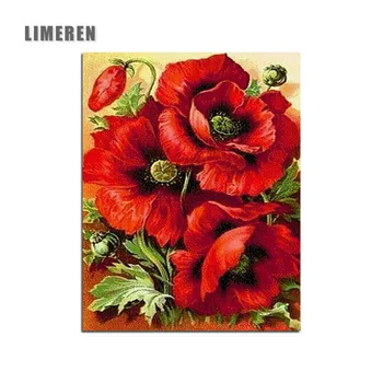 

Red Flower DIY Unframed Modular Pictures Coloring By Numbers Digital Canvas Oil Painting By Numbers For Kids Adults Home Decor