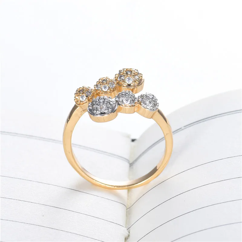 Gulicx роскошный золото и серебро Цвет Для женщин Обручение кольцо ...