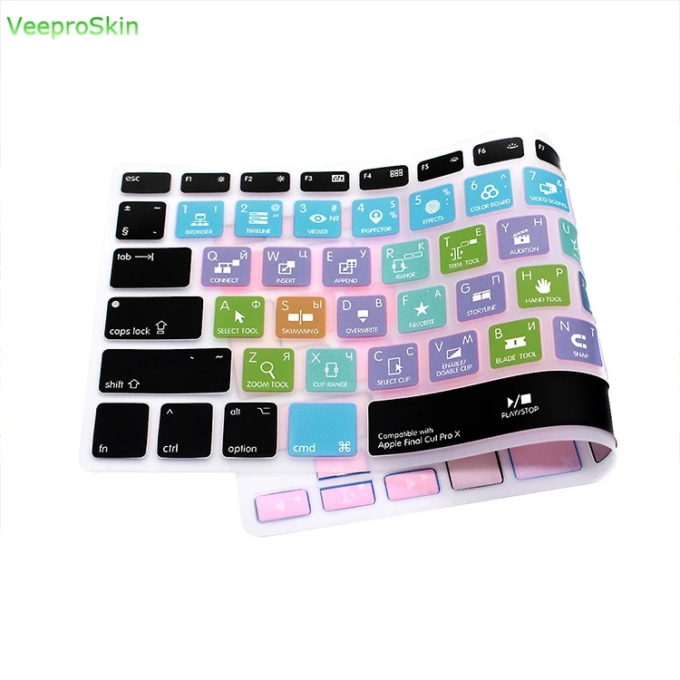 

Russian Durable Final Cut Pro X HotkeysShortcuts Functional Keyboard Cover Silicone Skin For MacBook Air Pro Retina 13"15"
