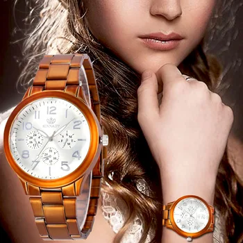 

WJ-8463 Top Brand Ladies Luminous Wrist Watches Three Eyes And Six Needles Luxury Fashion Steel Strap Women Watch For Gift