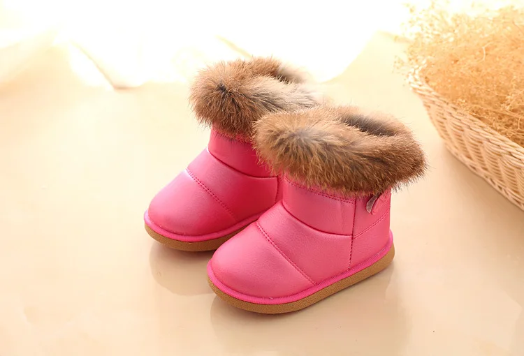 Малышей ботинки для девочек обувь для детей принцесса Девичьи зимние сапоги Детские зимние штаны с мехом толстые теплые детские высокие ботильоны