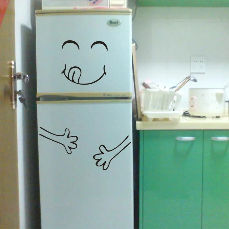 Cute Sticker Fridge Happy Delicious Face Kitchen Fridge Wall