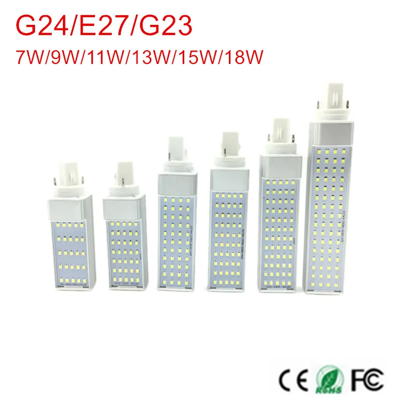 

LED Bulb 9W 11W 13W 15W 18W E27/G24/G23 LED Corn Bulb Lamp SMD2835 Spotlight 180 Degree AC85-265V 110V 220V High quality 10PCS