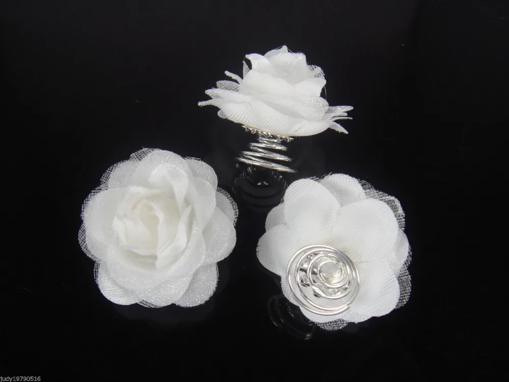 

12 Pcs Bridal Wedding Prom White Flower Hair Twists Spins Pins Hair Accessory H82