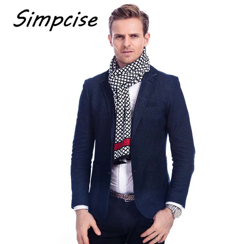 Winter Knitted Scarf Man Hot Sale Unilateral Plaid Knit Scarves Men Charm Warm Scarf Shawls Gift A3A18940