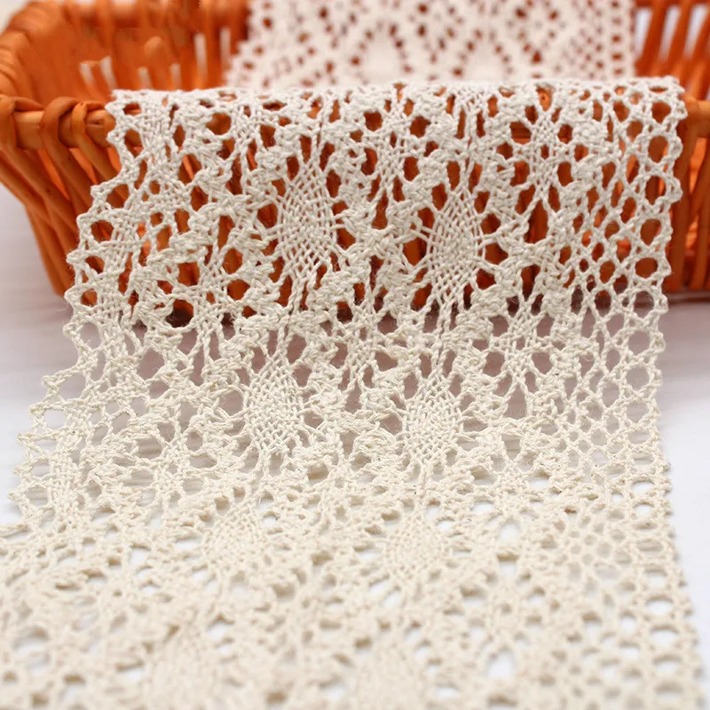 Beige Color 5 Yards/lot 10.5 Cm Wide Hollow Floral Lace Beautiful Cotton Lace for Handmade Craft Bedding Curtains Apparels Decor