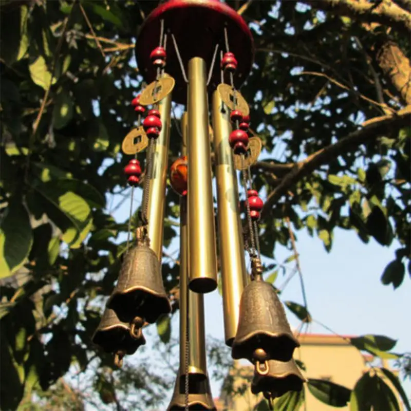 Удивительные 4 трубки 5 колокольчиков медный сплав Открытый Живой ветер колокольчики 60 см дворовый садовый декор