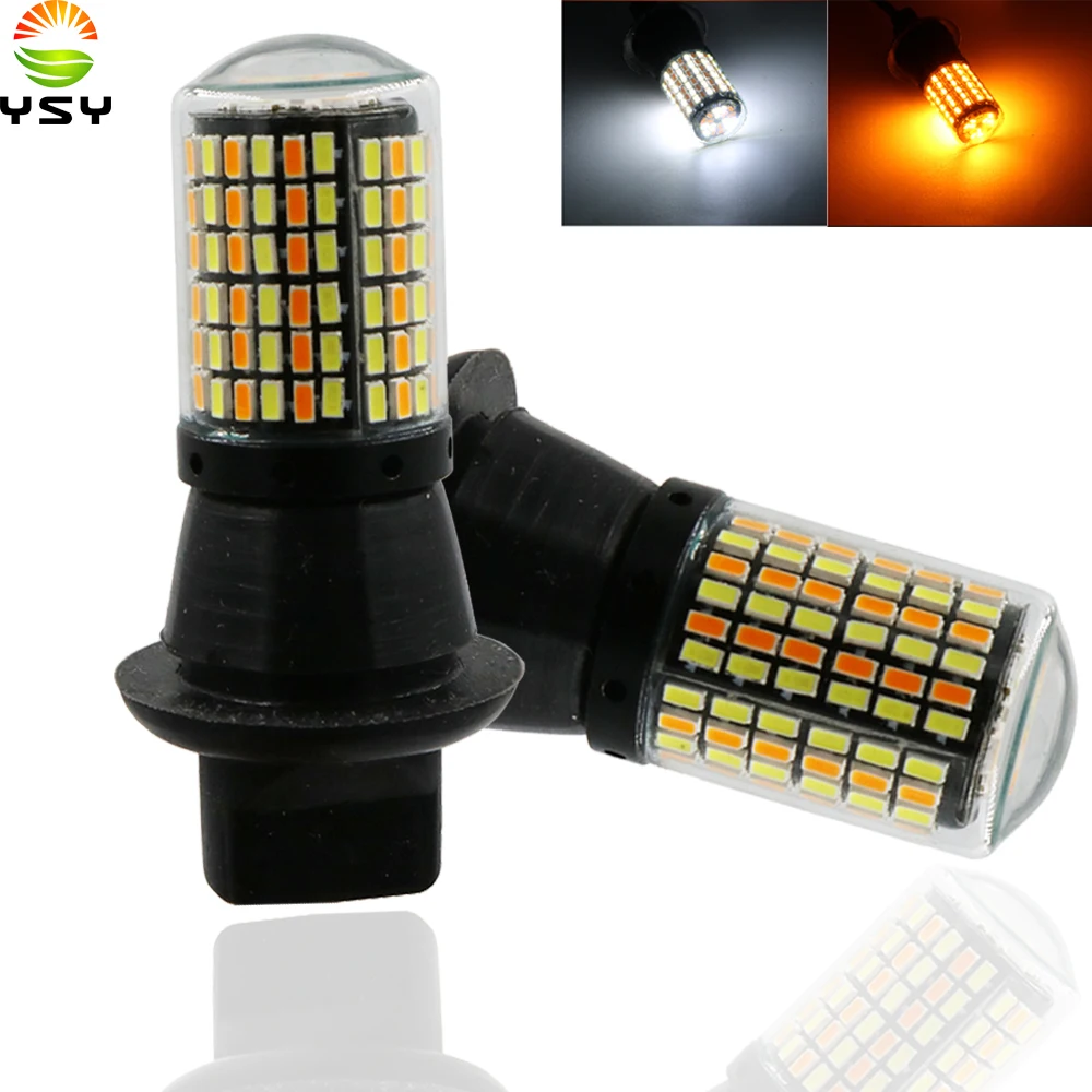 YSY 2pcs T20 7440 W21W светодиодный светильник 3014 144smd CanBus 1156 BA15S P21W BAU15S PY21W для указателя