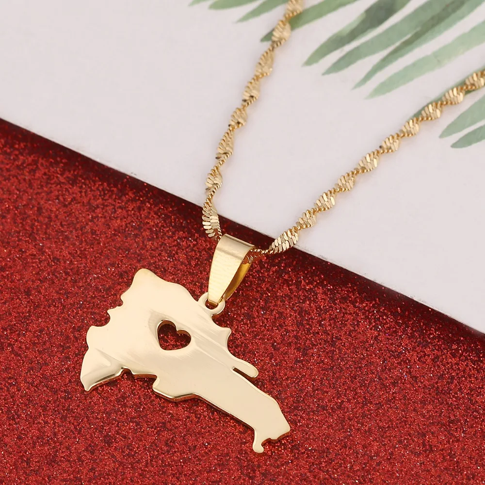 Collar colgante de mapa de la República Checa para mujer, joyería de Color mapa la República Dominica|Colgantes| - AliExpress