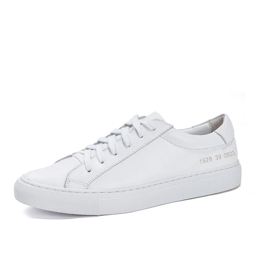 

OZZEG new womens White shoes white color genuine leather Korean casual breathable board shoes flats Driving Walking Ballet