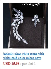 Janeklly, Трендовое свадебное ожерелье, серьги для женщин, аксессуары, полный кубический цирконий, наборы свадебных ювелирных изделий, pendientes mujer moda