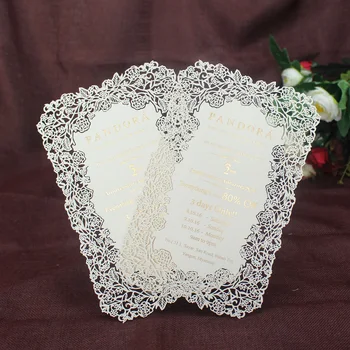 

100 Piece Laser Cutting Paper Greeting Cards With Envelope,Hollow Out Wedding Invitation Cards Elegant+Personalized Printing
