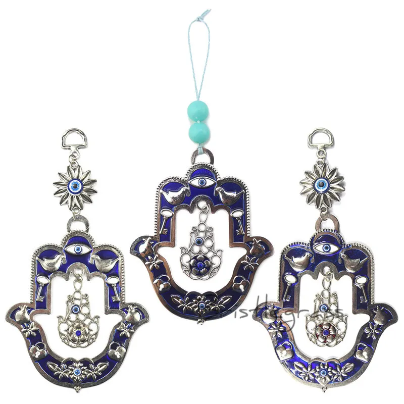 

BRISTLEGRASS Turkish Blue Evil Eye Hamsa Hand Dove Flower Wall Hanging Pendant Amulet Lucky Charm Blessing Protection Gift Decor