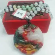 Zheru ювелирные изделия чистый натуральный красочный нефрит резьба круглая подвеска в форме зверей три цвета нефритовый шарик ожерелье отправить сертификат - Цвет камня: 1