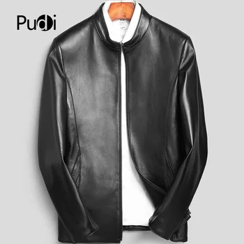 

PUDI MT817 2018 Men new fashion sheep leather jackets solid with turn-down collar fall winter casual outwear