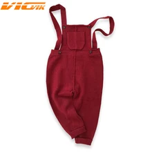 Вязаный комбинезон для маленьких девочек, длинные штаны ярких цветов, Осенний комбинезон для мальчиков и девочек, милые вязаные штаны для младенцев