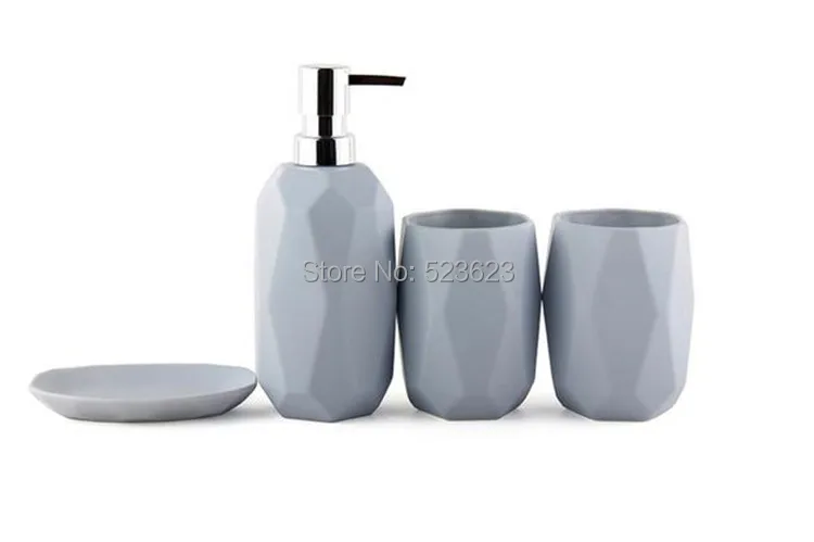 DecoTalk керамический набор для ванной комнаты комплект из 4 предметов Алмазная форма матовая отделка наборы свадебных украшений наборы принадлежностей для ванной однотонные цвета