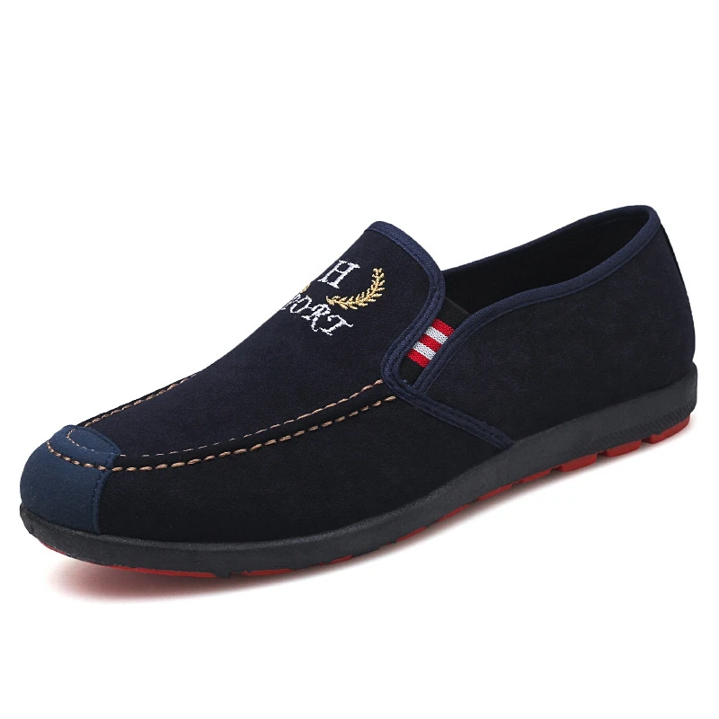 

Men Shoes 2018 Spring/Autumn Black/Blue Men Canvas Shoes Fashion Solid Men Loafers High Quality Slip-On Casual Shoes Man Flats