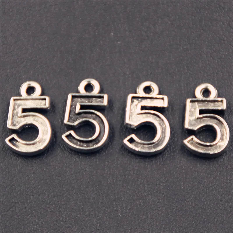 

10pcs Antique silver lucky Arabic numerals 5 charm earrings bracelets DIY handmade jewelry fashion zinc alloy pendants findings