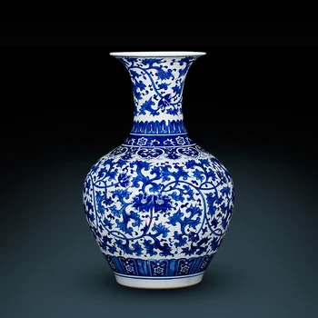 

Jingdezhen Ceramic Vase Chinese Antique vase Hand Painted Blue And White Porcelain Lotus Living Room Home Porch porcelain vase