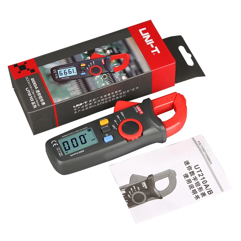 UNI-T UT210B Handheld Mini Digital Clamp Meter True RMS Auto Range AC DC Volt 100A Ohm Capacitance Multimeter