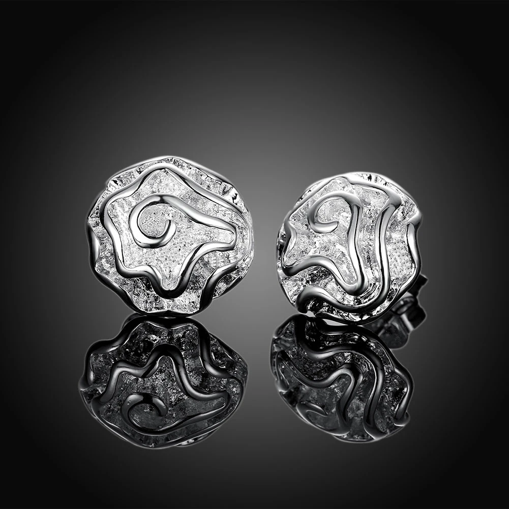 Женские серьги гвоздики с цветком розы Серебристые 12 мм 2020|earrings for women roses|earrings