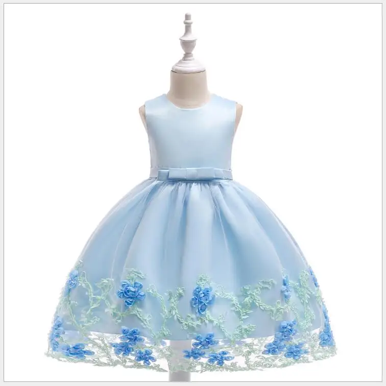 

flower girl big bow-knot party dress elegant birthday wedding princess dress children's clothing at prom of honor