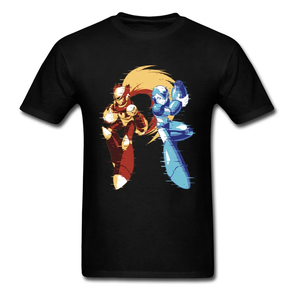 Custom Top T-shirts Short Sleeve Printed On 2018 Fashion Mens Thanksgiving Day Tees Printed On Tee Shirts Crew Neck Pure Cotton Mega Man And Zero 01 [Glitch Remix Ver] 11185 black