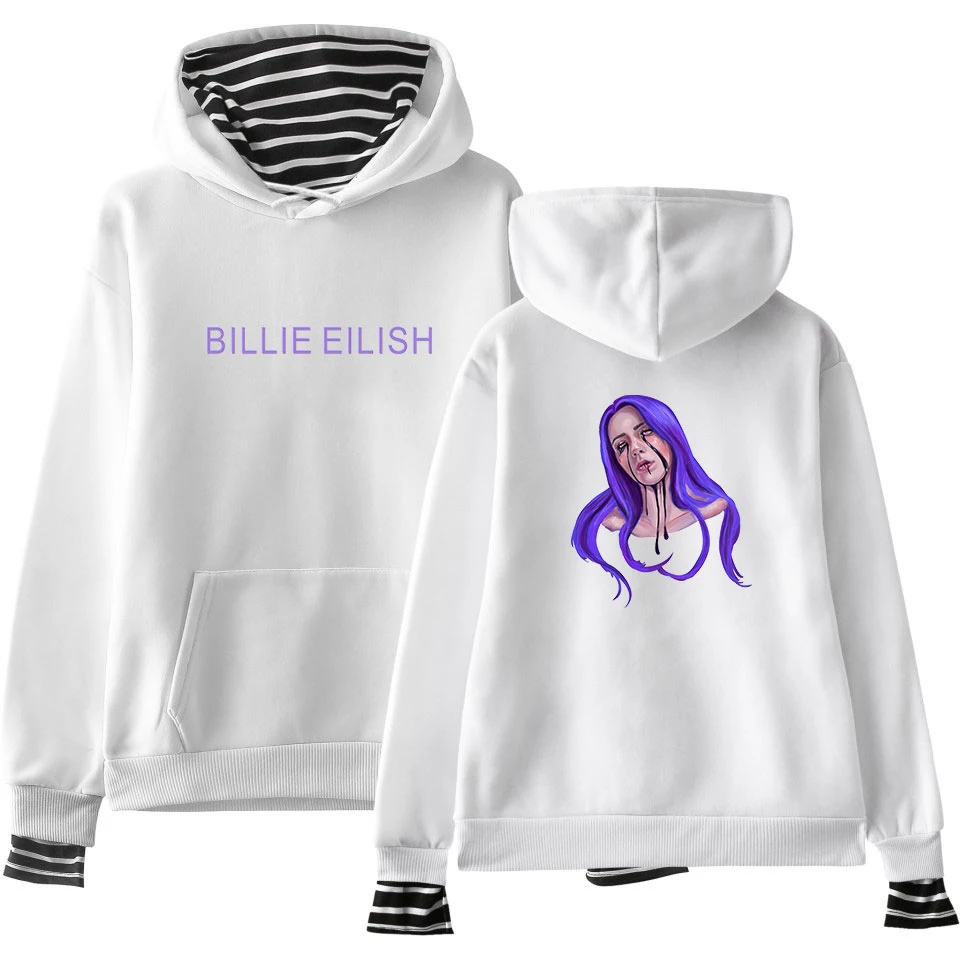 Для отдыха в стиле хип-хоп BILLIE EILISH мужские и wo мужские стили толстовки 2019 Популярные для отдыха стиль поддельные два толстовки