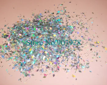 

30gram x Laser Silver Color Mixed Solvent Resistant Shining Glitter Strips+Diamond Shape for Nail Art Polish&Gel Acrylic Nail