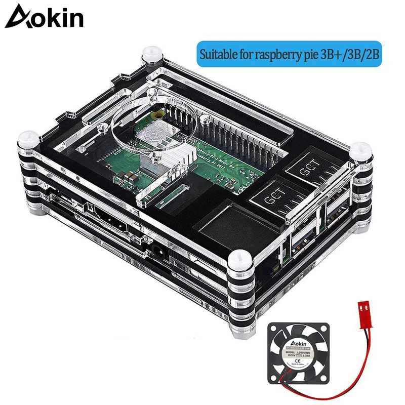

For Raspberry Pi 3 Enclosure Case 9 layer Acrylic Cover Shell with Cooling Fan for Raspberry Pi 3 Model B+ Plus