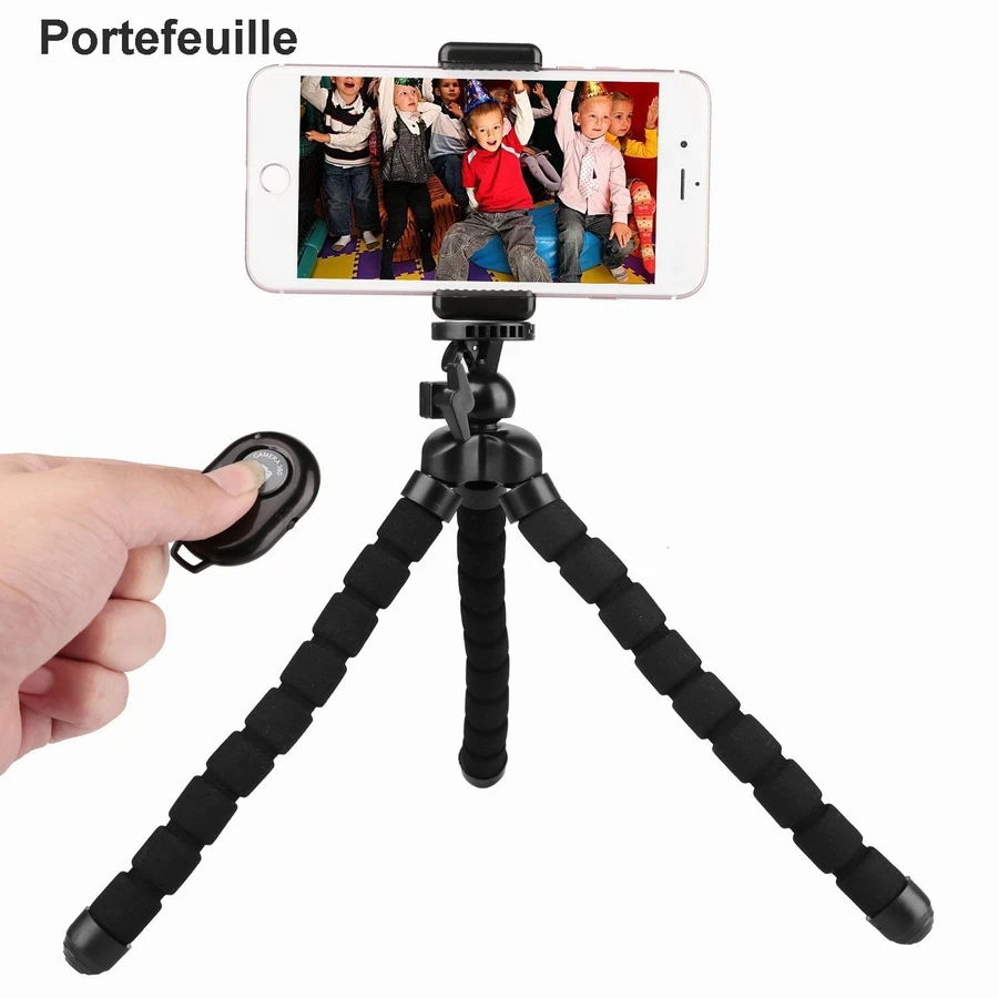 Portefeuille Mini Cell Phone Tripod Flexible Phone Holder Stand For iPhone X 8 7 Plus 6 Xiaomi mi6 Mi5 Smartphone Remote Suporte (1)
