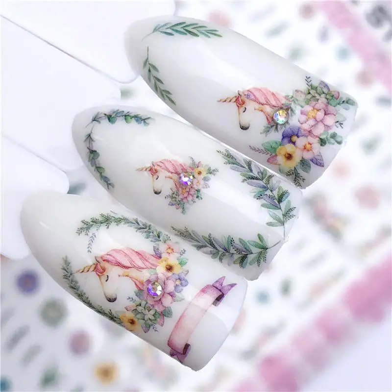 

FWC 32 Designs New Arrivial Nail Art Sticker Horse / Flower vine / Flower / Animal Designs Nail Art Transfer Stickers 3D Design