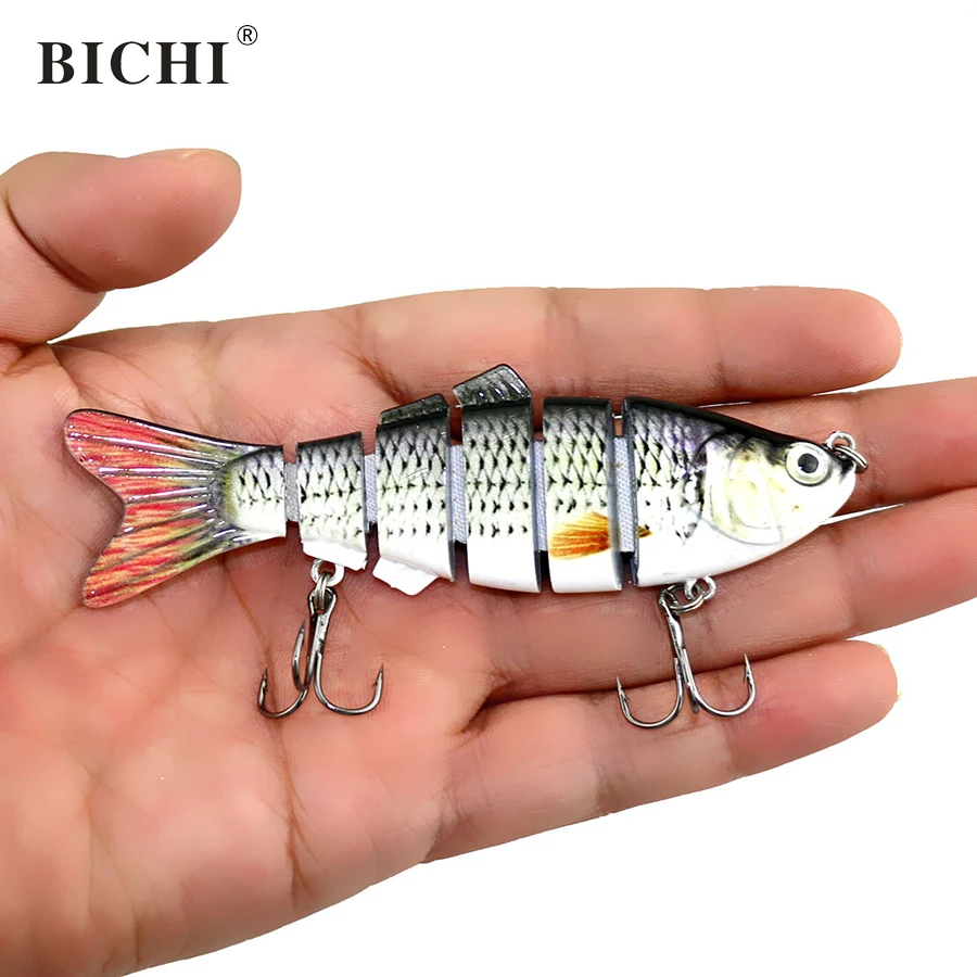 BICHI 10cm Fishing Lures 3D Eyes 6-Segment Lifelike Hard Lure Crankbait With 2 Hook Baits Artificial Bait | Спорт и развлечения