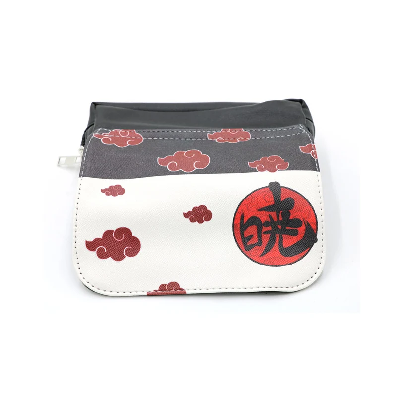

Naruto Anime Red Cloud Cosmetic Cases Synthetic Leather Pen Holder Bag Long Double-zipper Purse for Men Women