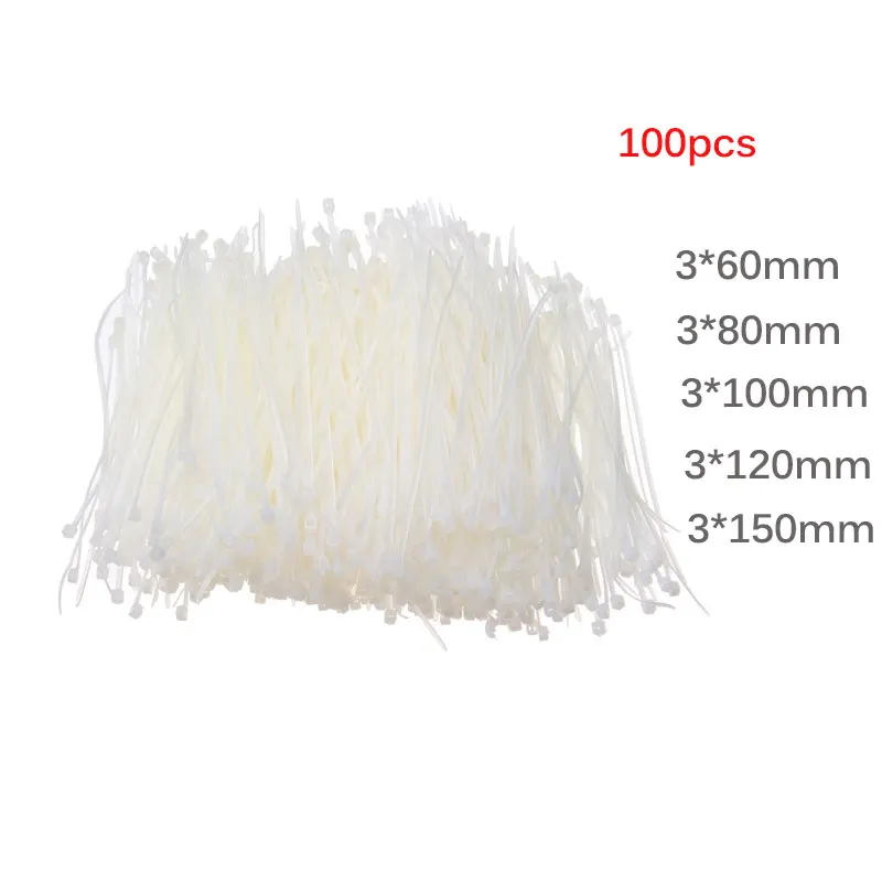 

100pcs 3x60/80/100/120/150mm Self-Locking Nylon Cable Ties 300Pcs/Pack Colorful Cable Zip Tie Loop Ties For Wires