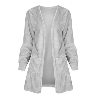 

Women Long Sleeve Cardigan Pure Color Pocket Sweater Loose Autumn Coat