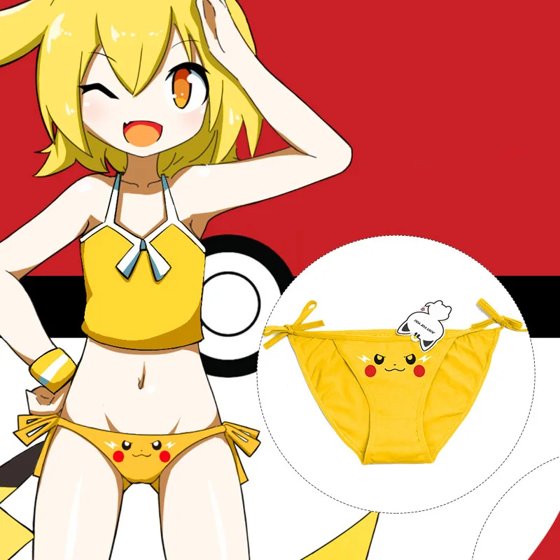 492 10 De Réductionfille Chaude Anime Pour Pokemon Sous Vêtements Coton String Sexy Lingerie Pikachu Jigglypuff Sous Vêtements Slips Femmes Coton