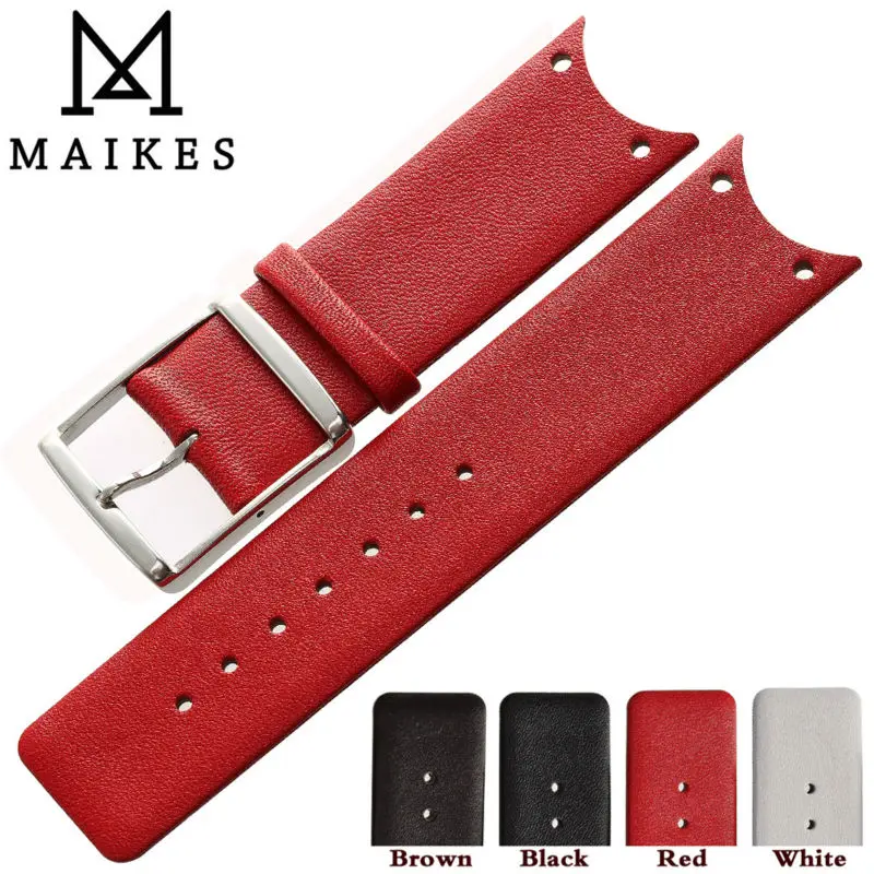 MAIKES New Fashion Red Genuine Calf Hide Leather Watch Strap Band Accessories Watchband For CK Calvin Klein KOH23101