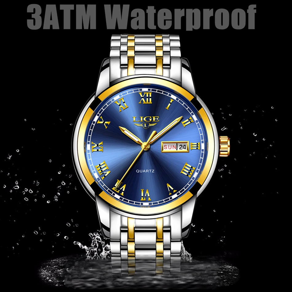 LIGE повседневные спортивные часы для мужчин синий топ бренд Роскошные военные кожаные Наручные часы мужские часы модные наручные часы с хронографом